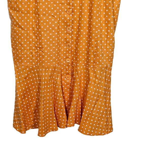 Rachel Parcell Orange Polka Dot V-Neck Linen-Blend Button-Down‎ Midi Dress XXL - Picture 8 of 12